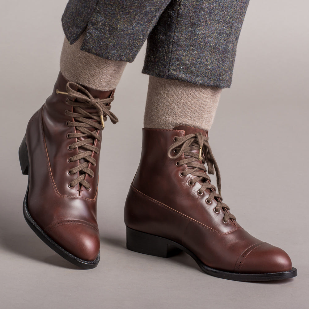 Rainey Vintage Lace-Up Boots (Cordovan)