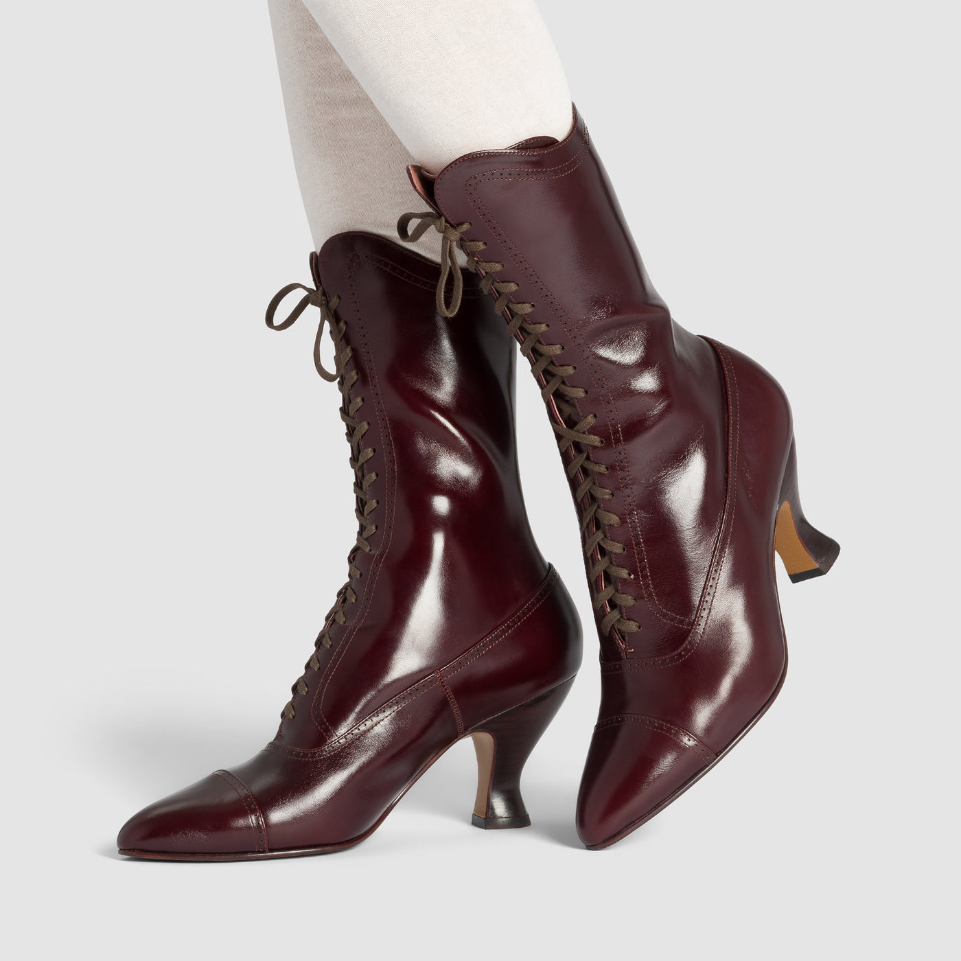 Edith Edwardian Boots Wide (Cordovan) – American Duchess