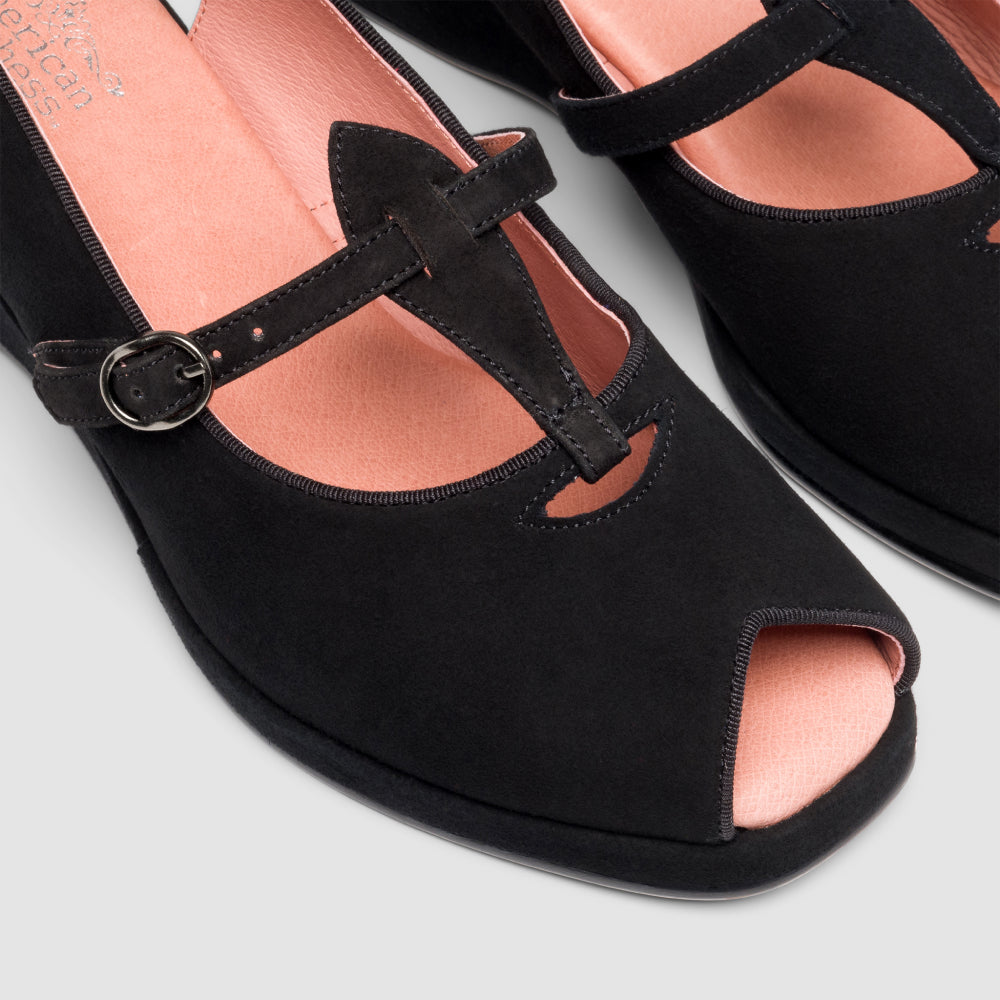 Betty Vintage Sandals (Black Suede) – American Duchess