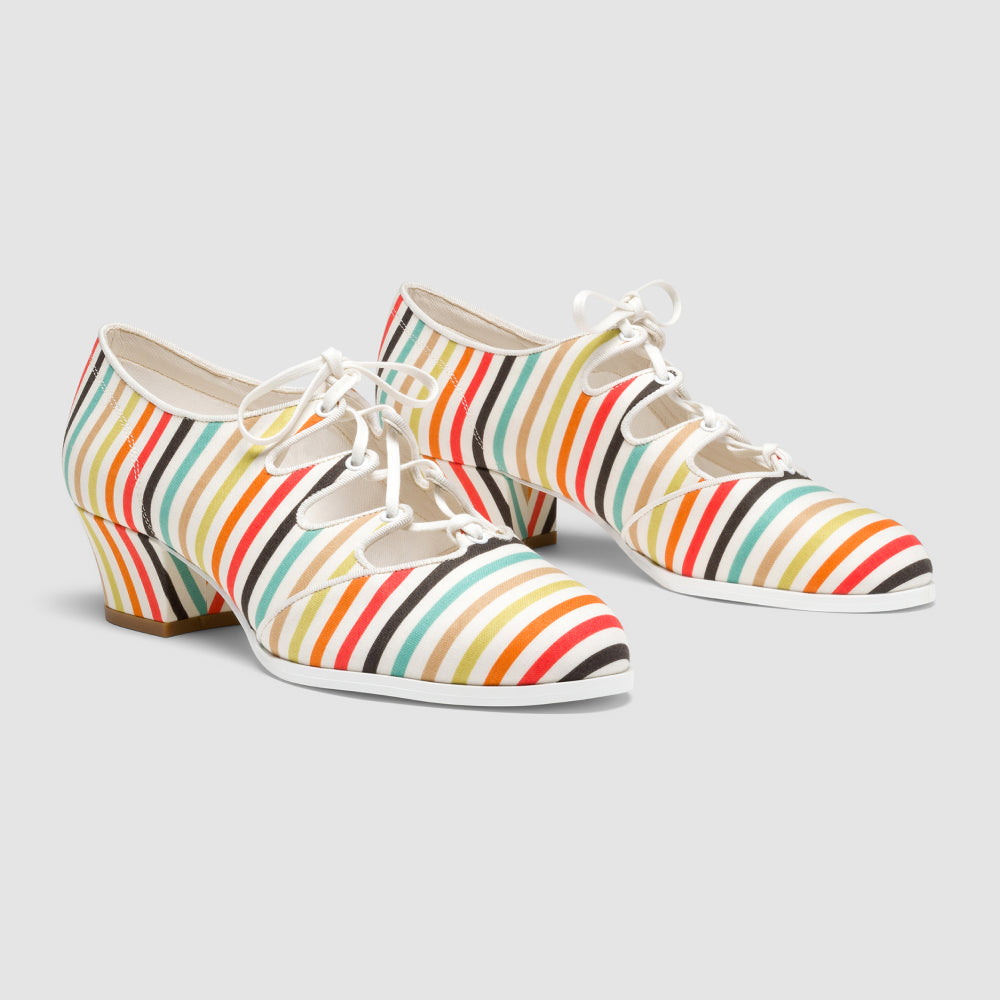 Clementine Vintage Ghillie Shoes Wide (Multi-Stripe) – American
