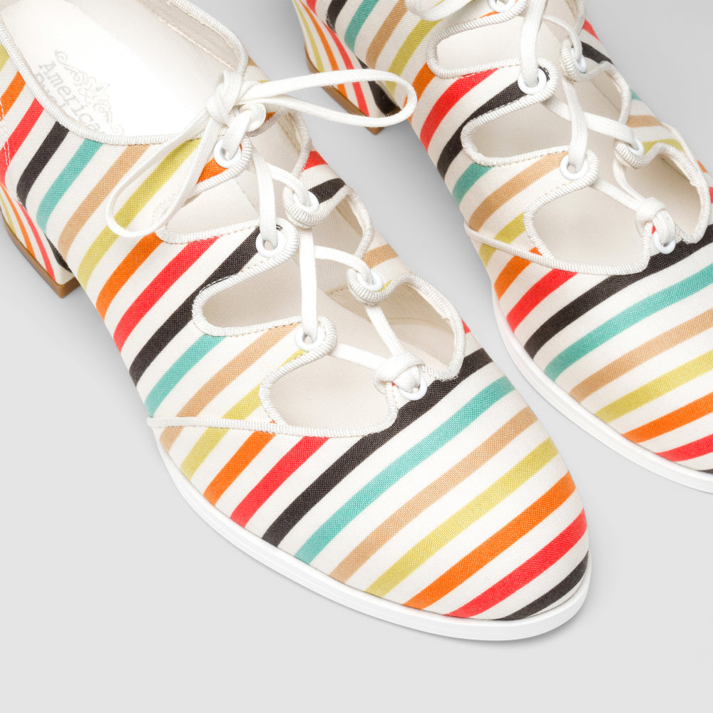 Clementine Vintage Ghillie Shoes Wide (Multi-Stripe) – American