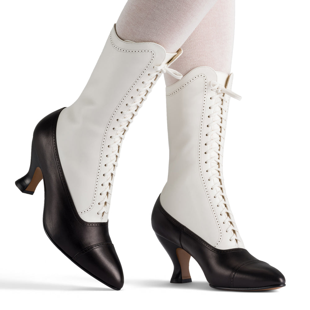 Edith Edwardian Boots Wide (Black/Ivory) – American Duchess