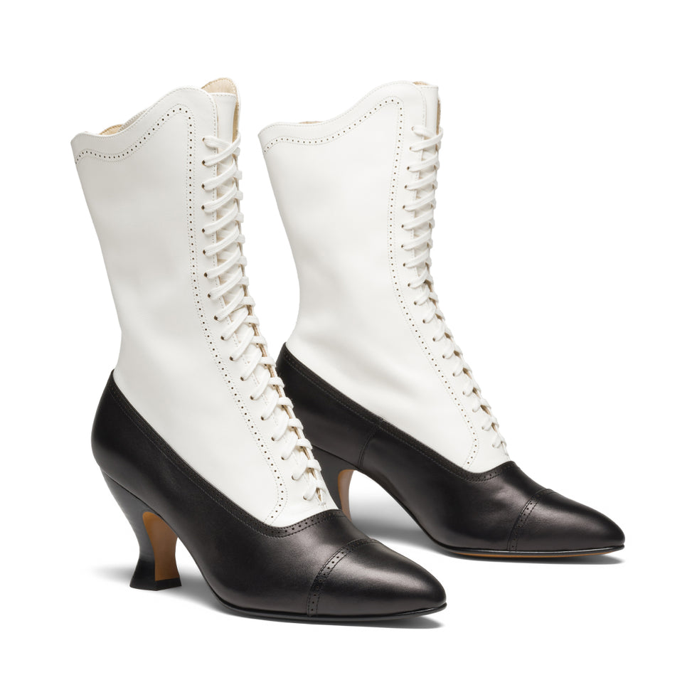 Edith Edwardian Boots Wide (Black/Ivory) – American Duchess