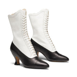 Edith Edwardian Boots Wide (Black/Ivory)