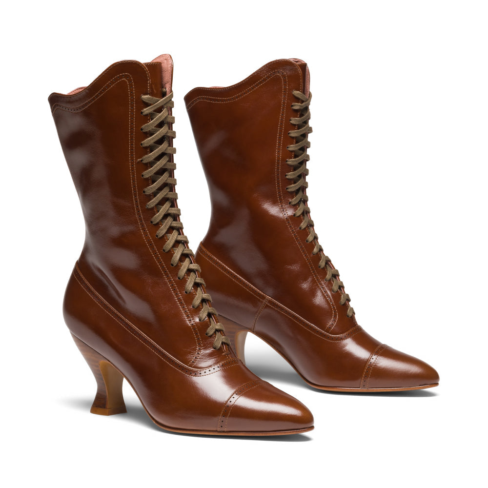 Edith Edwardian Boots (Walnut) – American Duchess