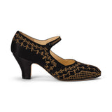 PRE-ORDER Eloise 1920s Shoes Wide (Black/Gold)