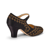 PRE-ORDER Eloise 1920s Shoes Wide (Black/Gold)