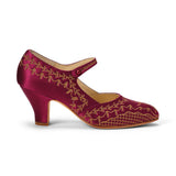 PRE-ORDER Eloise 1920s Shoes Wide (Burgundy/Gold)
