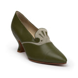 Elsie Edwardian Pumps (Dark Olive/Light Olive)