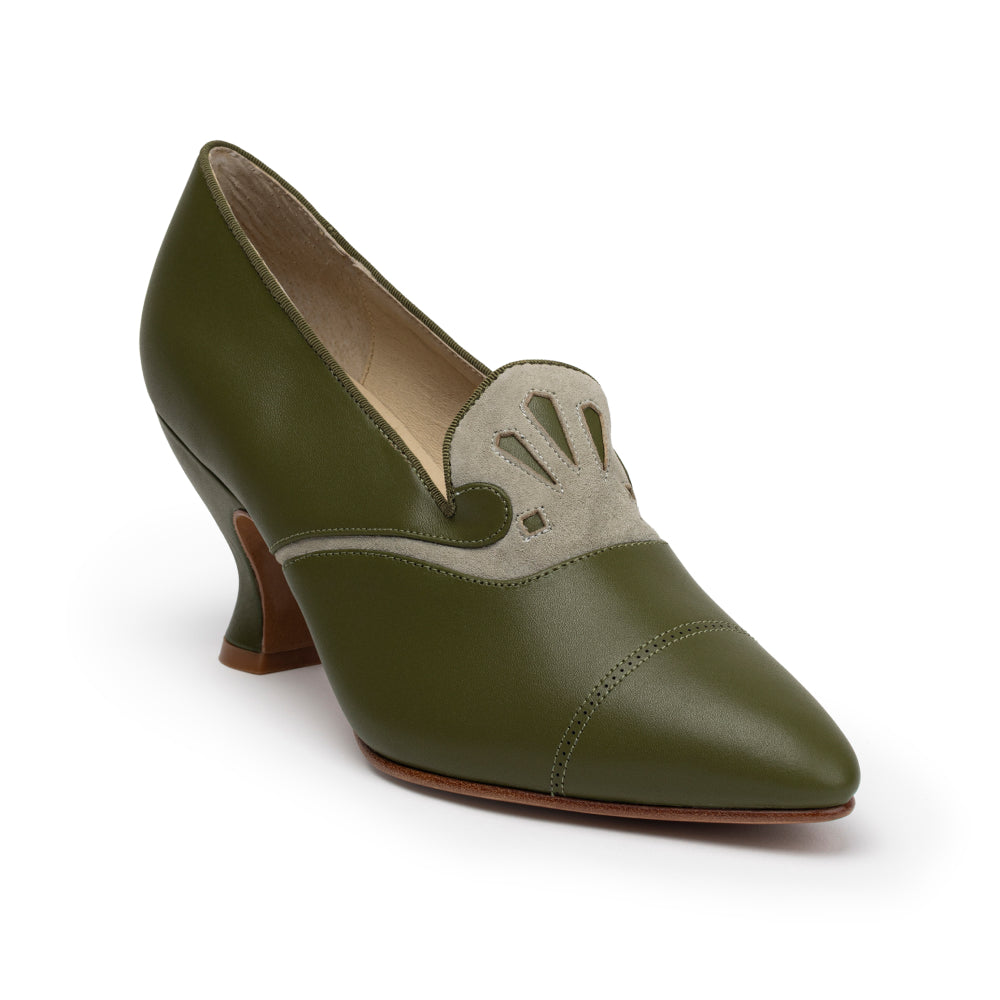 Elsie Edwardian Pumps (Dark Olive/Light Olive), 6