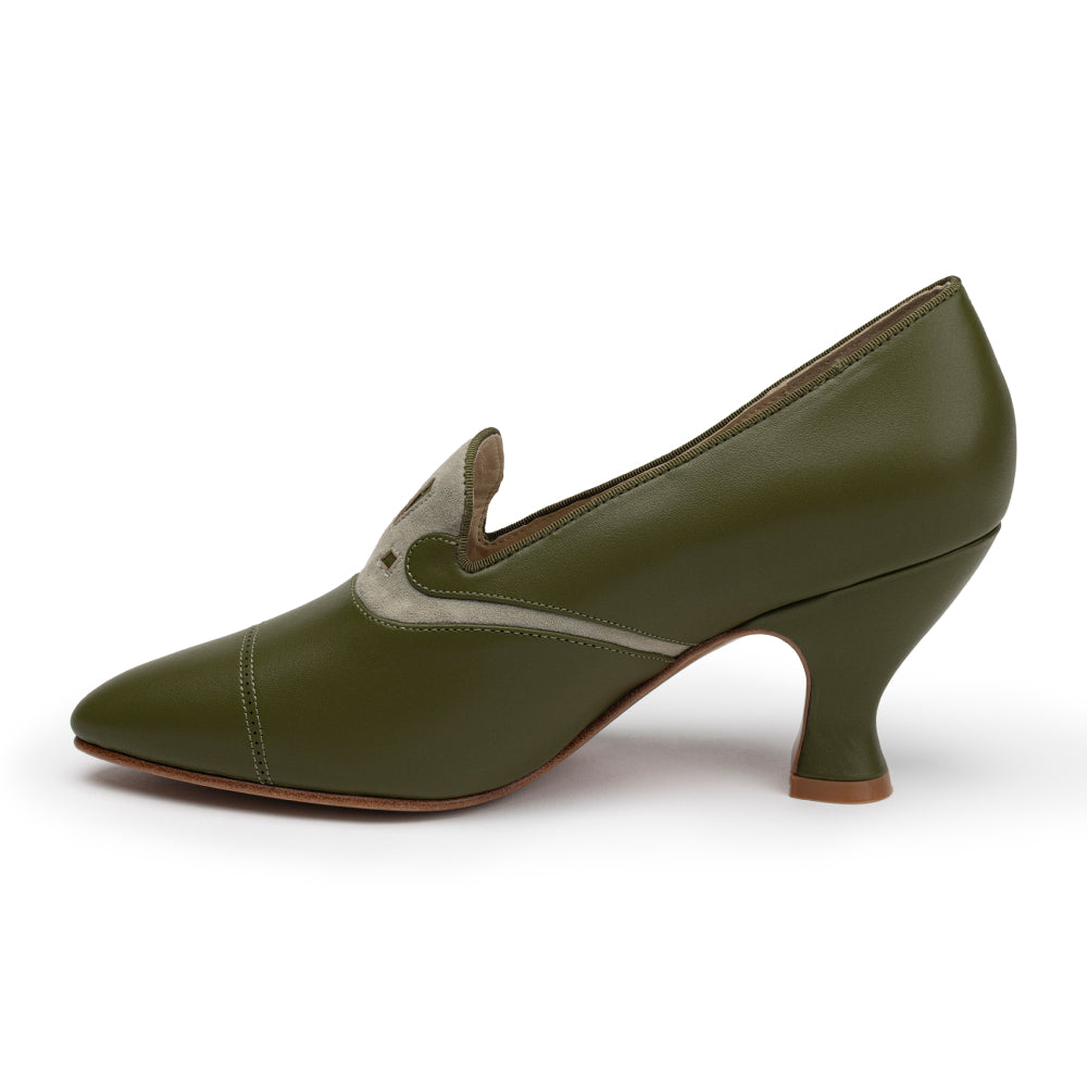 Elsie Edwardian Pumps (Dark Olive/Light Olive), 6