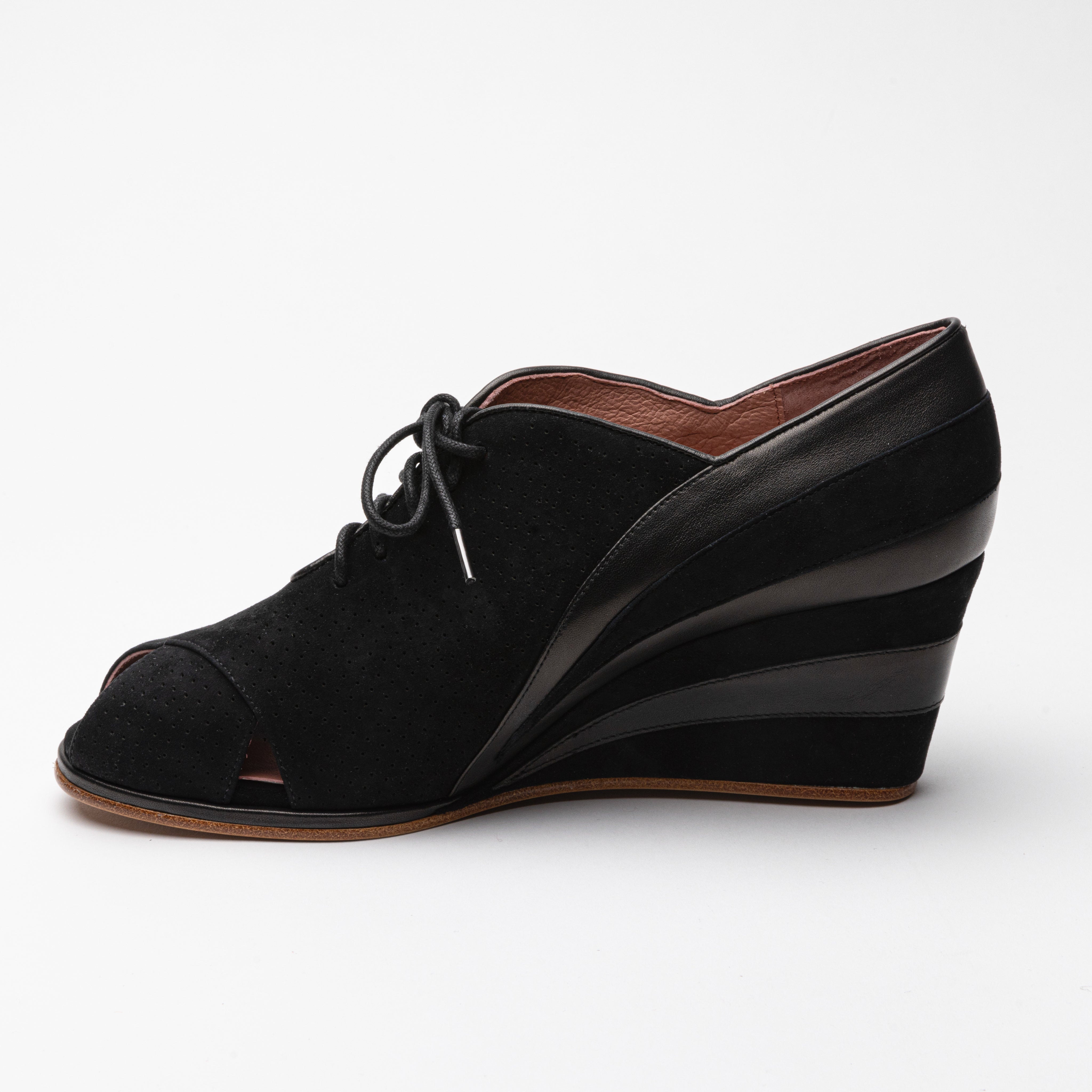Esme 1930s Wedges (Black/Black)