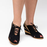 Esme 1930s Wedges (Gold/Black)