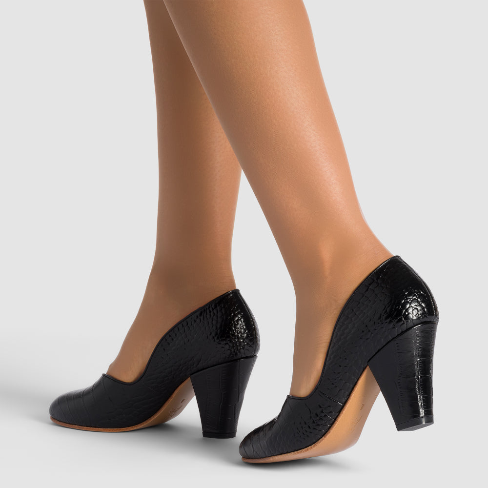Marilyn Vintage Pumps (Mock Croc Black) – American Duchess