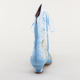 Flora Embroidered Boots Wide (Blue)