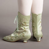 Flora Embroidered Boots Wide (Celadon Green)