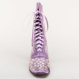 Flora Embroidered Boots Wide (Lavender)