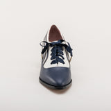 Bernadette Edwardian Oxfords Wide (Navy/Ivory)