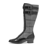Cambridge Edwardian Bicycle Boots Wide (Brown/Plaid)