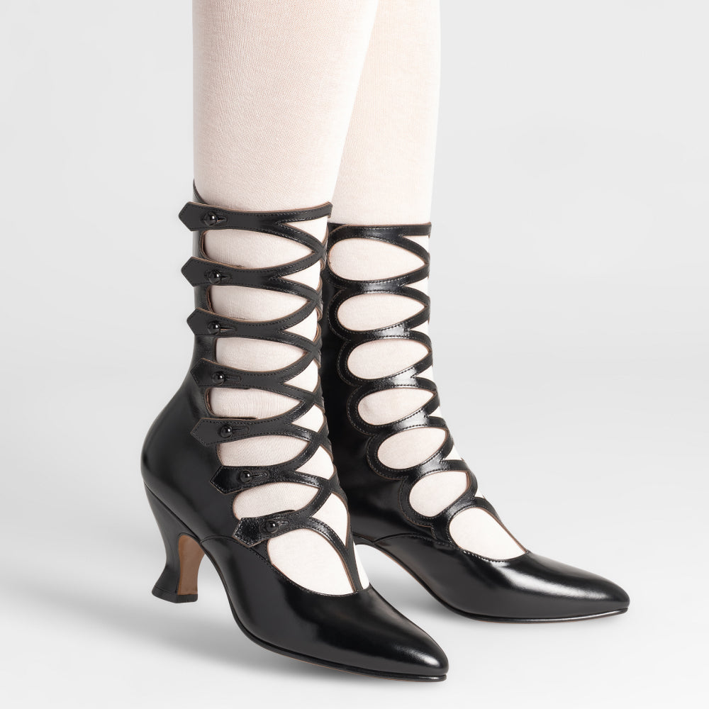 Cleo Edwardian Boots (Black) – American Duchess