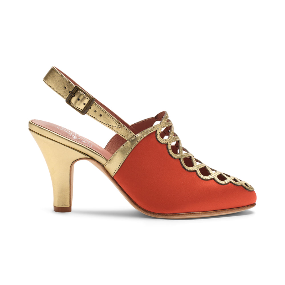 Hedy Vintage Slingbacks (Vermilion/Gold) – American Duchess