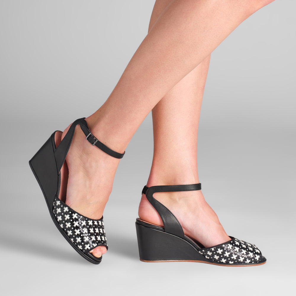 Judy 1940s Wedges (Black/Ivory) – American Duchess