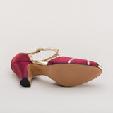 Lilith Vintage Flapper T-Straps Wide (Burgundy/Gold)