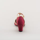 Lilith Vintage Flapper T-Straps Wide (Burgundy/Gold)