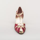 Lilith Vintage Flapper T-Straps Wide (Burgundy/Gold)