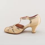 Lilith Vintage Flapper T-Straps Wide (Gold/Gold)