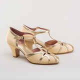Lilith Vintage Flapper T-Straps Wide (Gold/Gold)