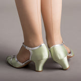 Lilith Vintage Flapper T-Straps Wide (Green/Silver)
