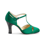 Marigold Rhinestone 1920s Pumps (Malachite Green)