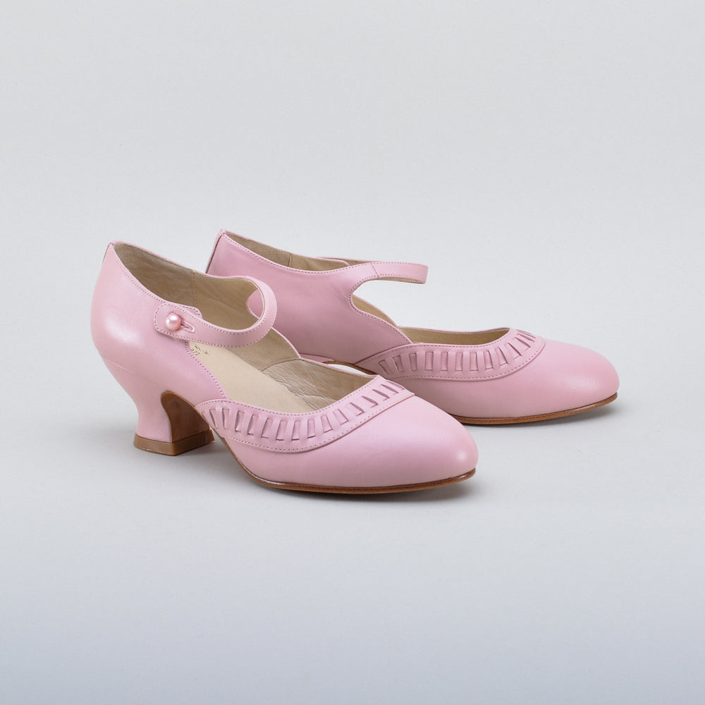 pink dress shoes for women Vintage - Slip On These kids shoes feature a sweet flower and classic Mary Marjorie 1920s Shoes (Blush Pink)