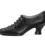 PRE-ORDER Savoy Beaded Edwardian Shoes Wide (Black/Gold)