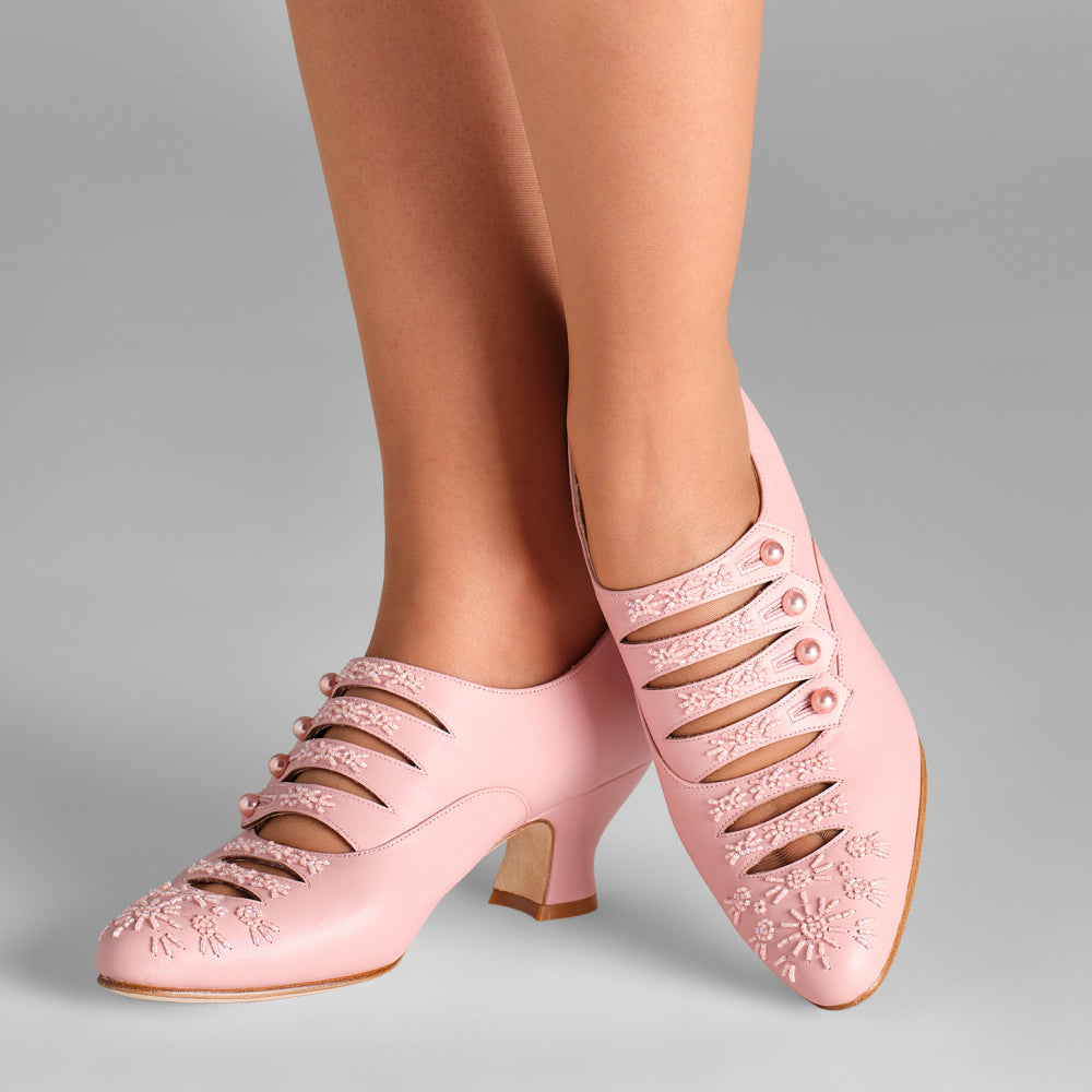 Savoy Beaded Edwardian Shoes (Pink) 9