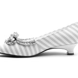 Josephine 18th Century Pumps (Taupe/White)