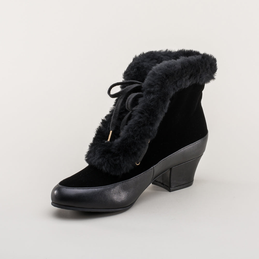 Womens black winter boots with fur hotsell