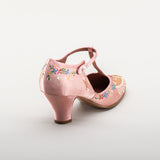 Daisy Embroidered T-Straps (Pink)