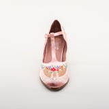 Daisy Embroidered T-Straps (Pink)