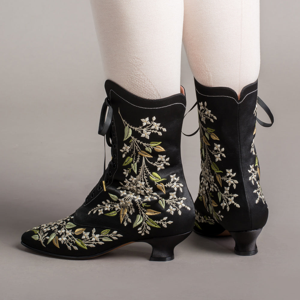 Flora Women s Embroidered Boots Black
