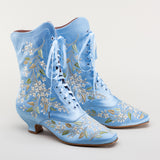 Flora Women's Embroidered Boots (Blue)