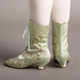 Flora Women's Embroidered Boots (Celadon Green)