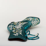 Flora Embroidered Boots Wide (Emerald Green)