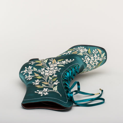 emerald green boots womens