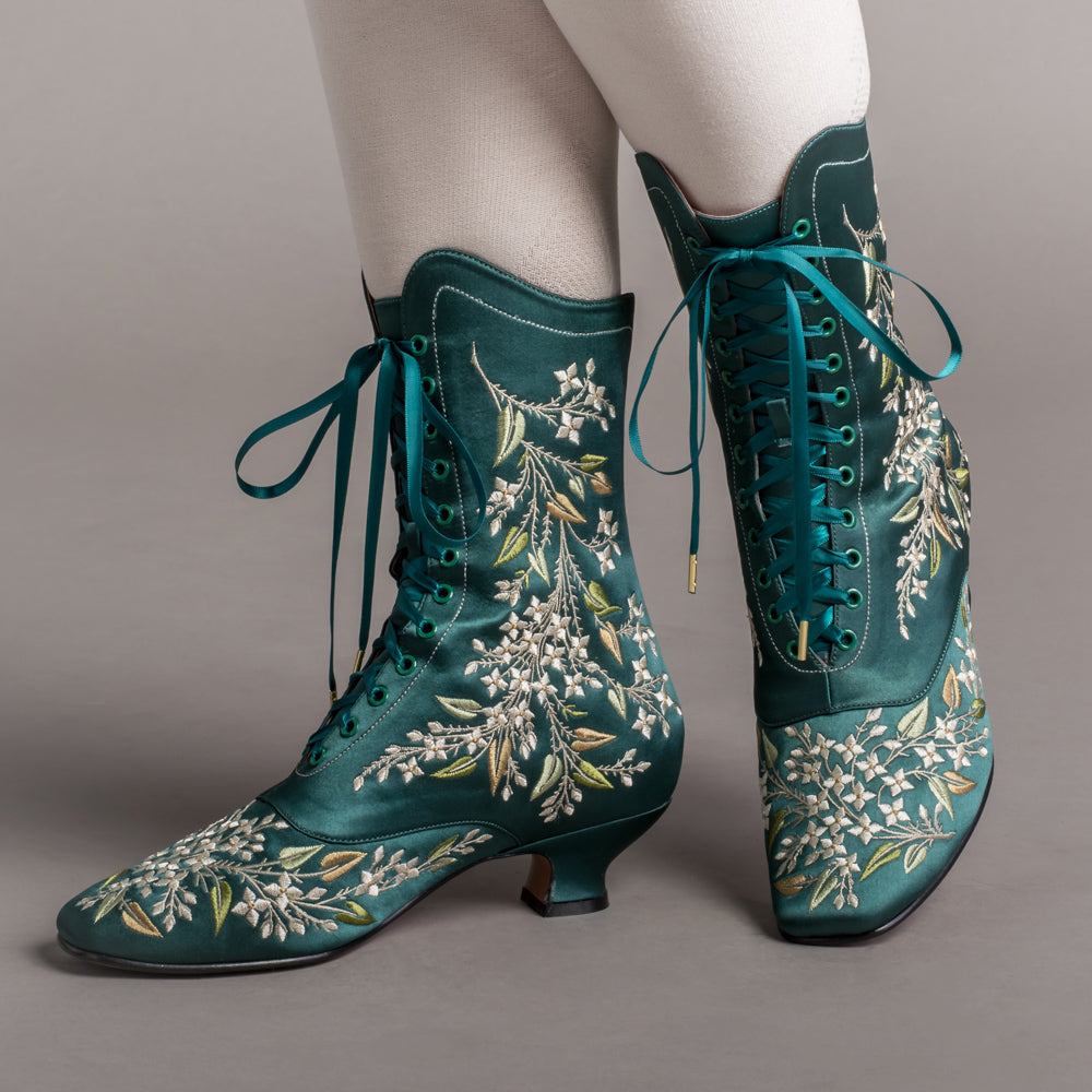 emerald green boots womens