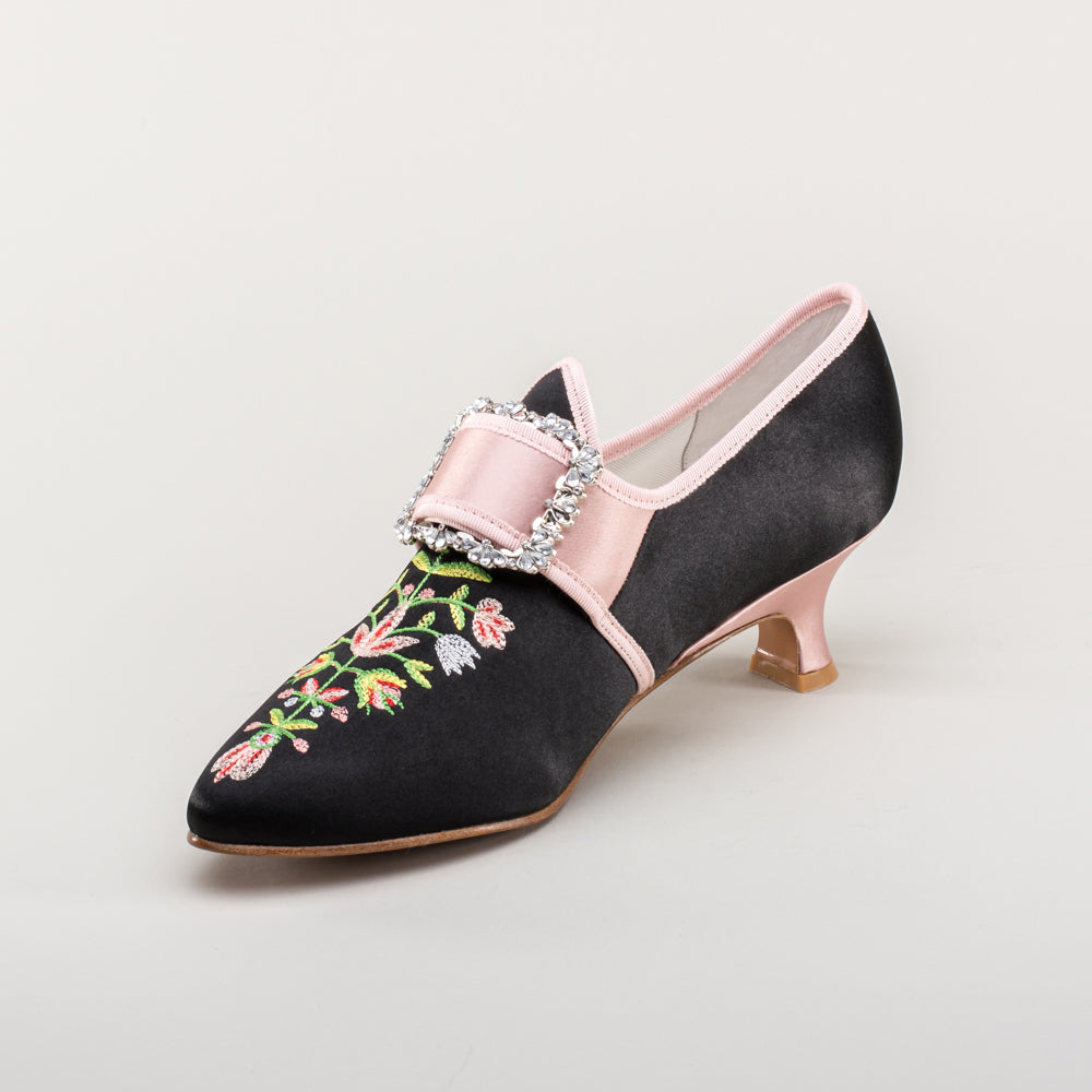 Primrose 18th Century Shoes (Black/Pink) 7