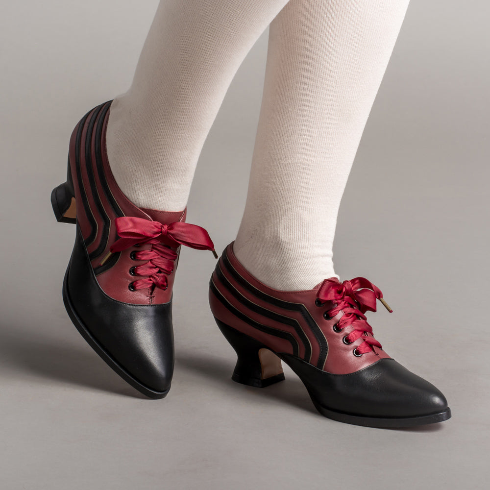Bernadette Edwardian Oxfords (Burgundy/Black) 5