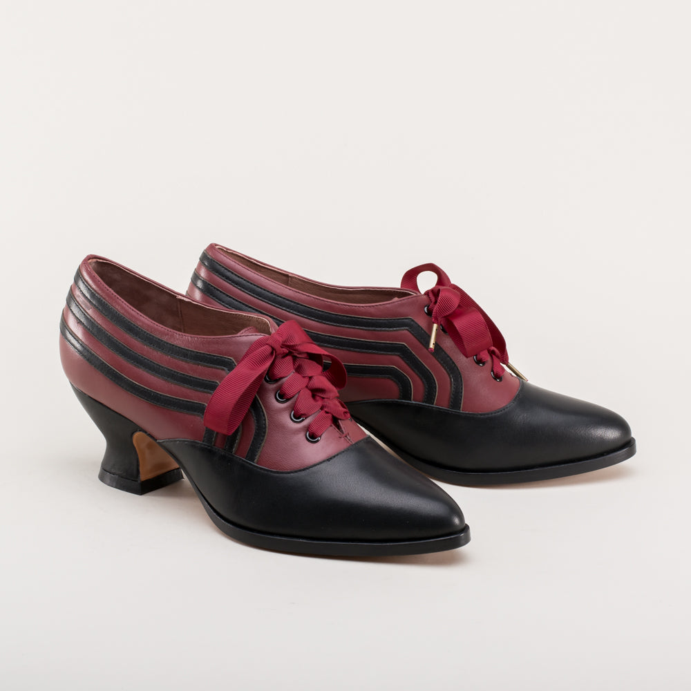 Bernadette Edwardian Oxfords (Burgundy/Black)