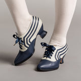 Bernadette Edwardian Oxfords (Navy/Ivory)